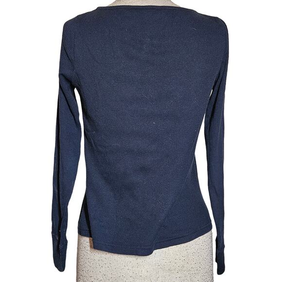 Banana Republic Navy Blue Waffle Long Sleeve Top Size Small - Picture 2 of 4